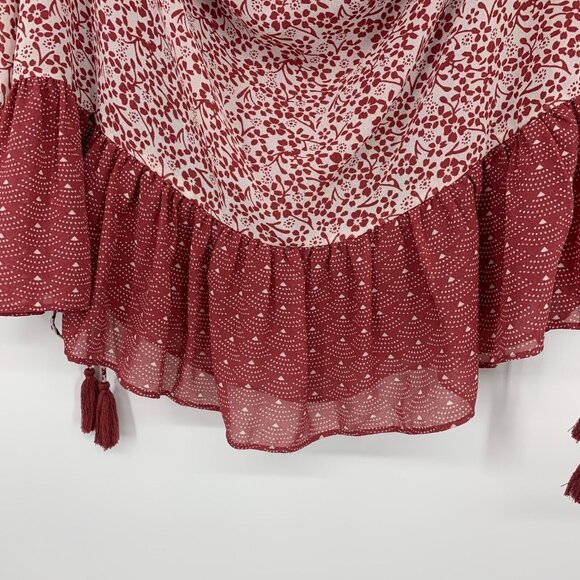 Revolve Tularosa Syrah Red Floral Print Halter Off Shoulder - Picture 5 of 15